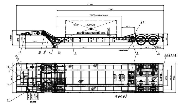 2 Line 4 Axle 120 Ton Folding Gooseneck Trailer for Sale in Saudi Arabia