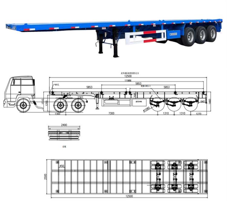 Cheap Tri Axle 40 Ft Flatbed Trailer for Sale Cost in Saudi Arabia Dammam