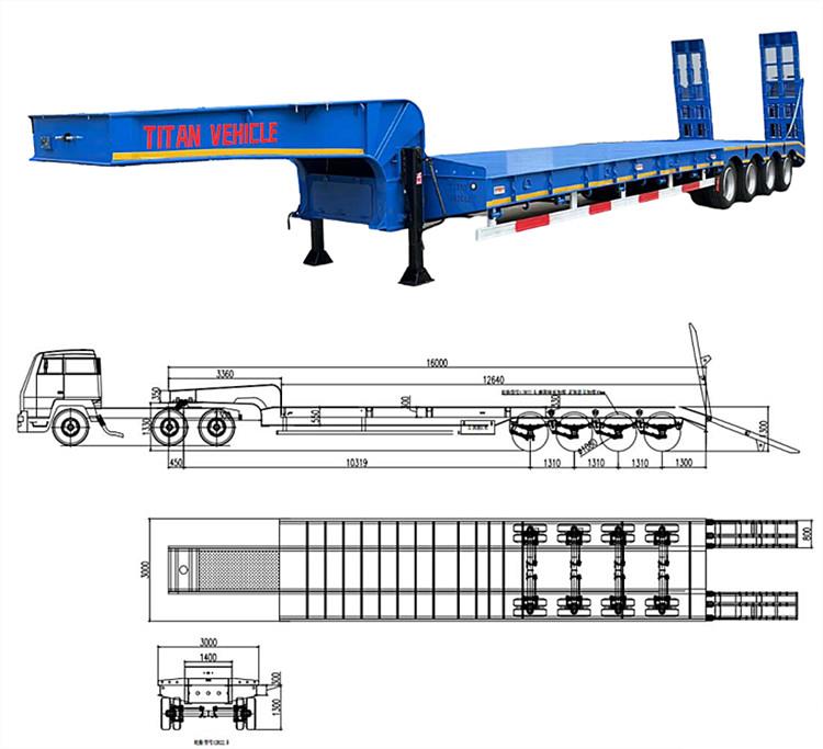 100 Ton 4 Axle Low Bed Trailer Truck for Sale in Saudi Arabia Jeddah
