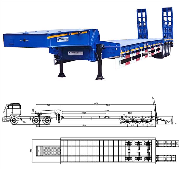 40 Feet 50 Ton Low Bed Semi Trailer for Sale in Saudi Arabia KSA